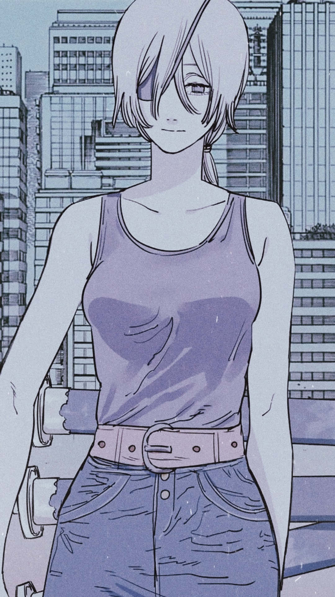 Quanxi, Chainsaw Man, silver hair, Full HD Phone Wallpaper