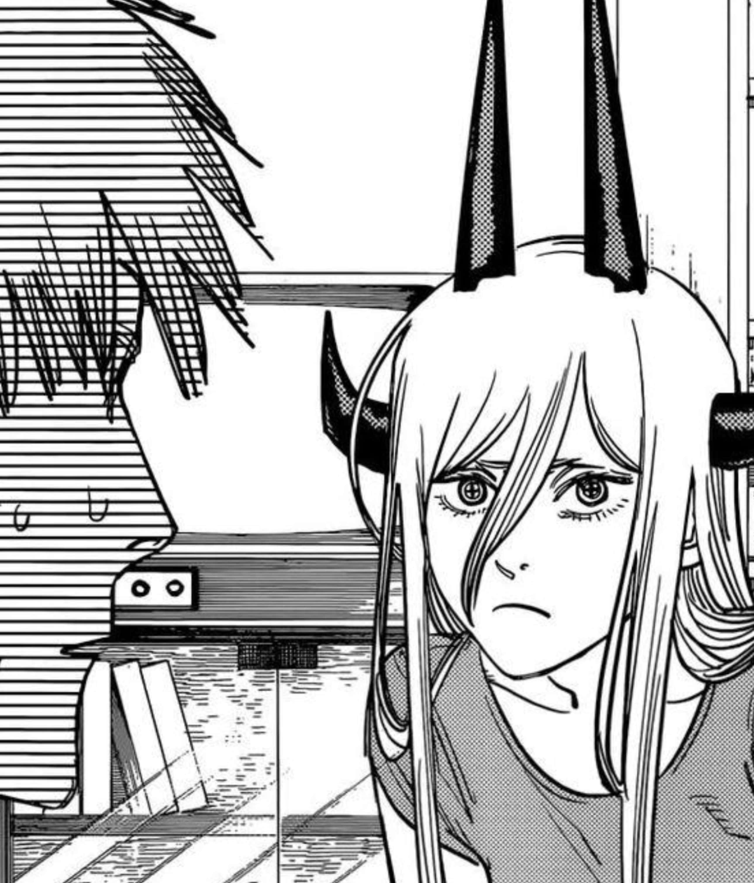 Chainsaw Man, Reze, black and white manga panel, 2K Phone Wallpaper
