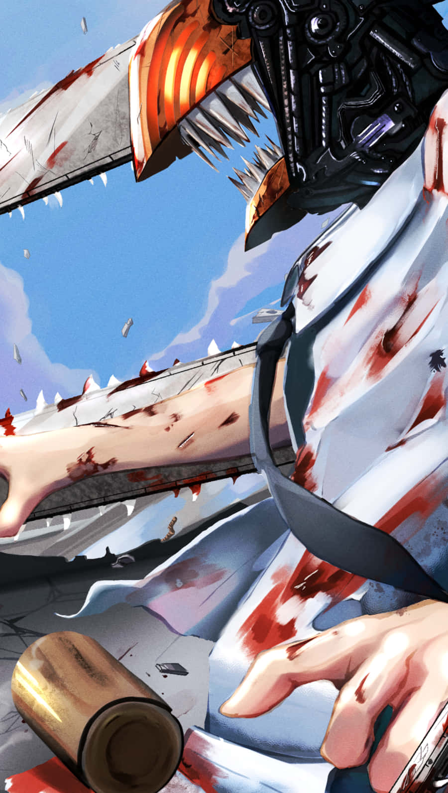 Chainsaw Man, mechanical chainsaw arm, anime warrior, HD Phone Wallpaper