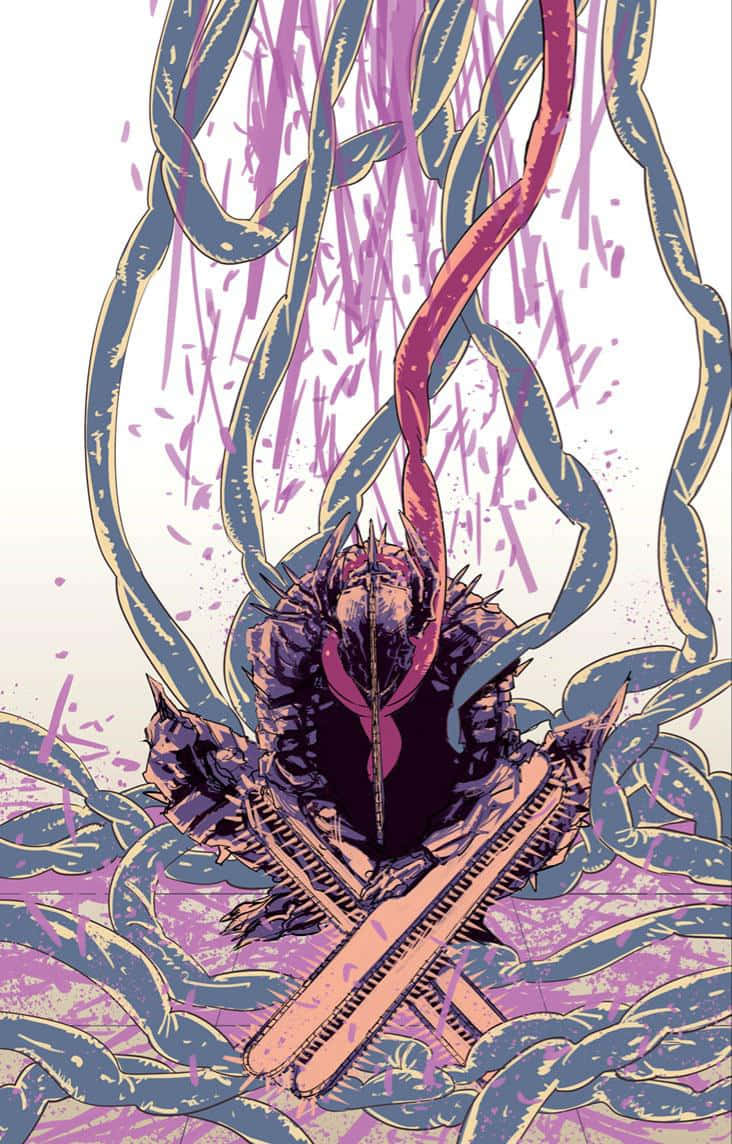 Chainsaw Man, crown, crossed chainsaw blades, SD Phone Wallpaper