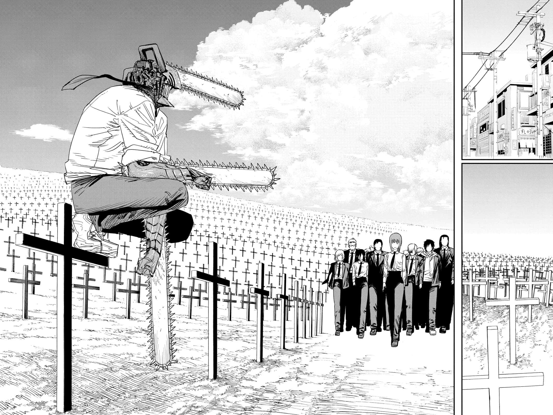 Chainsaw Man, grave, cemetery, Full HD Desktop Wallpaper