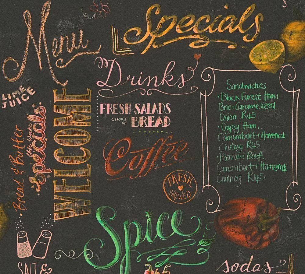 chalkboard, menu, colorful cursive writing, SD Desktop Wallpaper