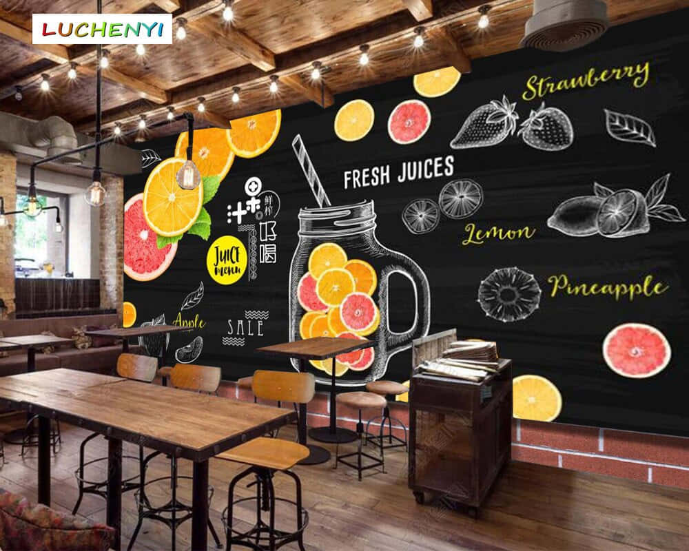 black chalkboard, fresh fruit juices, citrus slices, SD Desktop Wallpaper