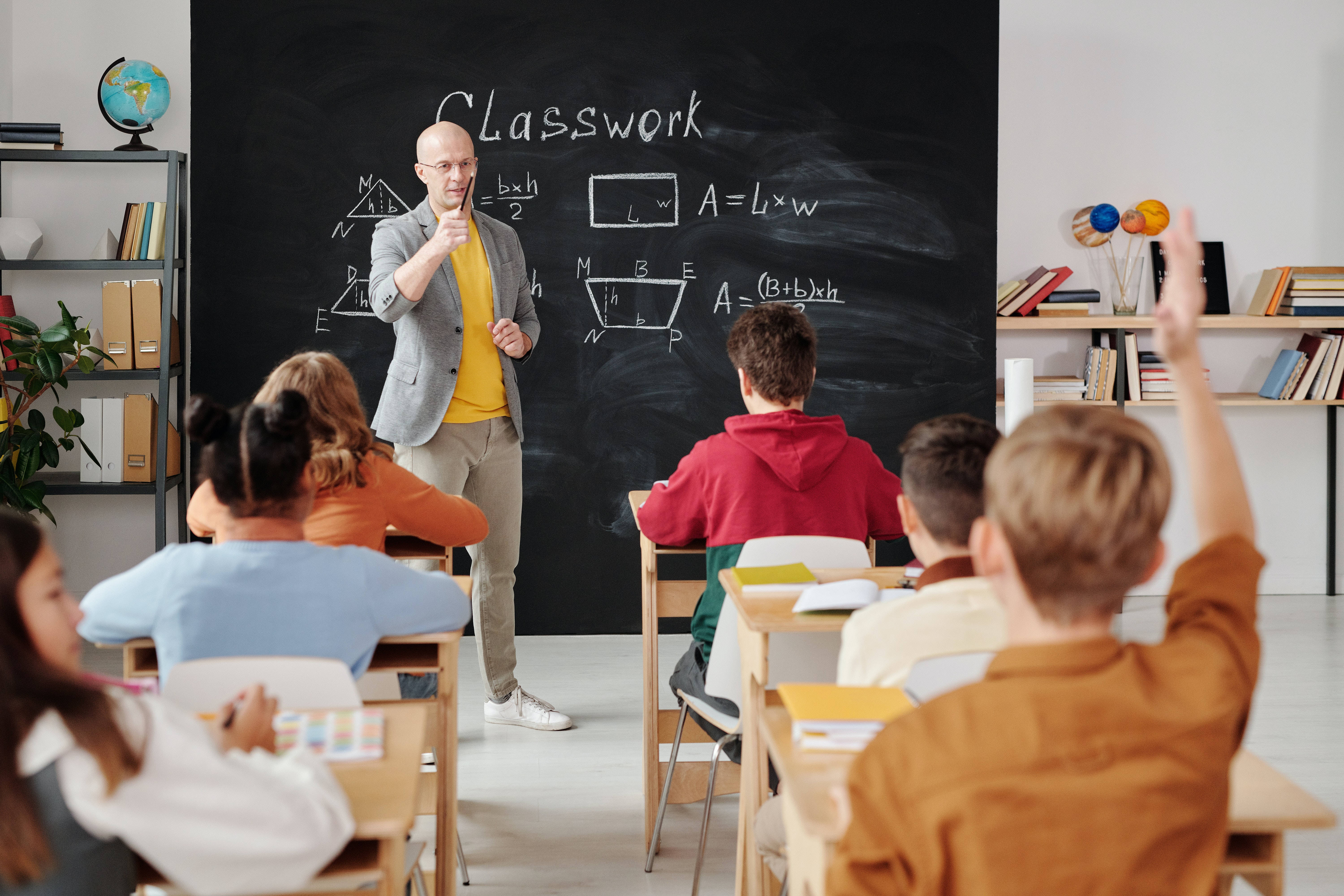 chalkboard, geometry formulas, teacher, 5K Desktop Wallpaper