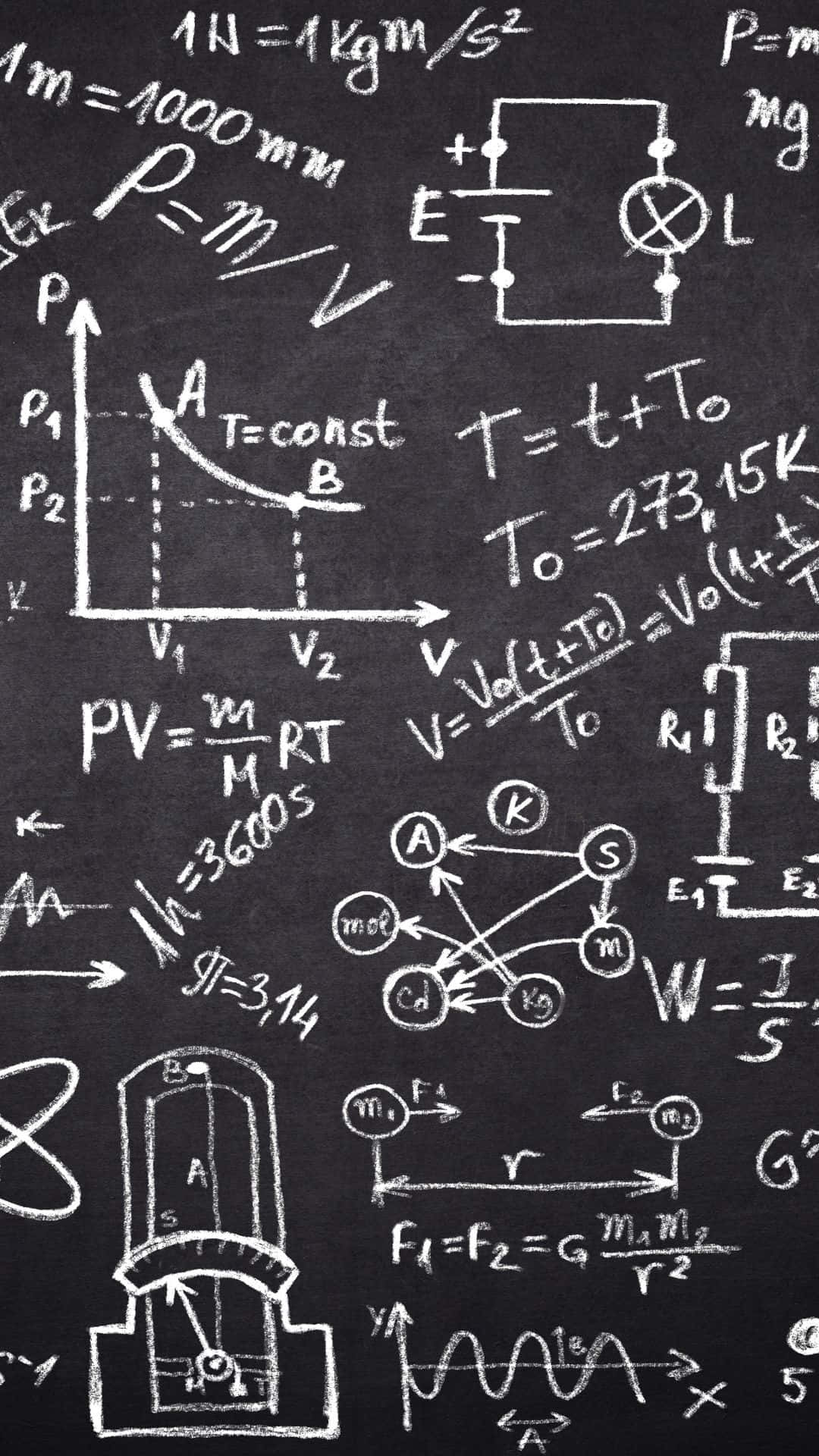 chalkboard, physics equations, math equations, Full HD Phone Wallpaper