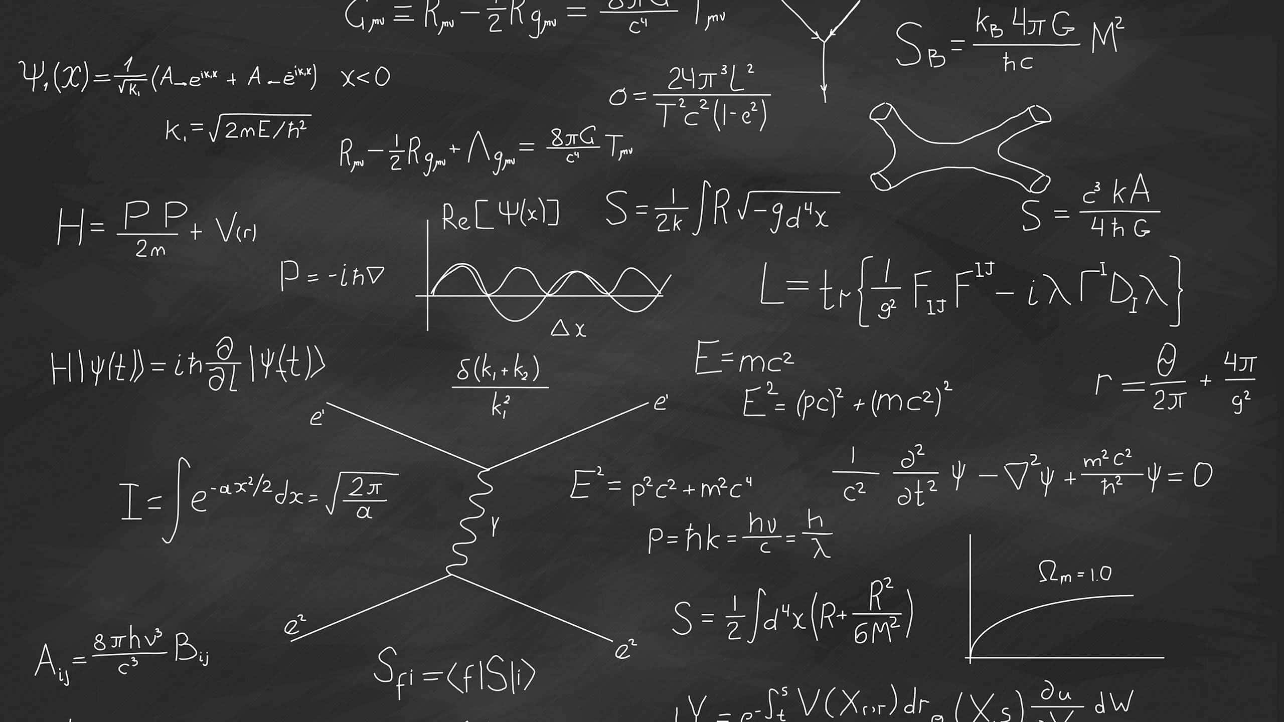 chalkboard, theoretical physics, complex physics equations, 2K Desktop Wallpaper