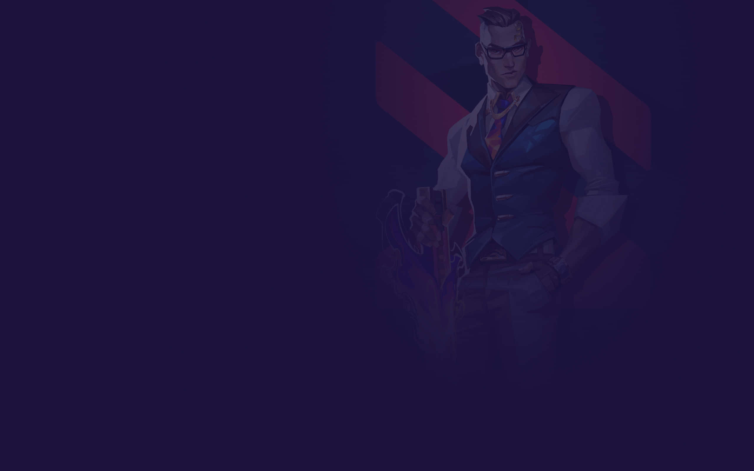 Chamber Valorant, dark purple background, red geometric shapes, 2K Desktop Wallpaper