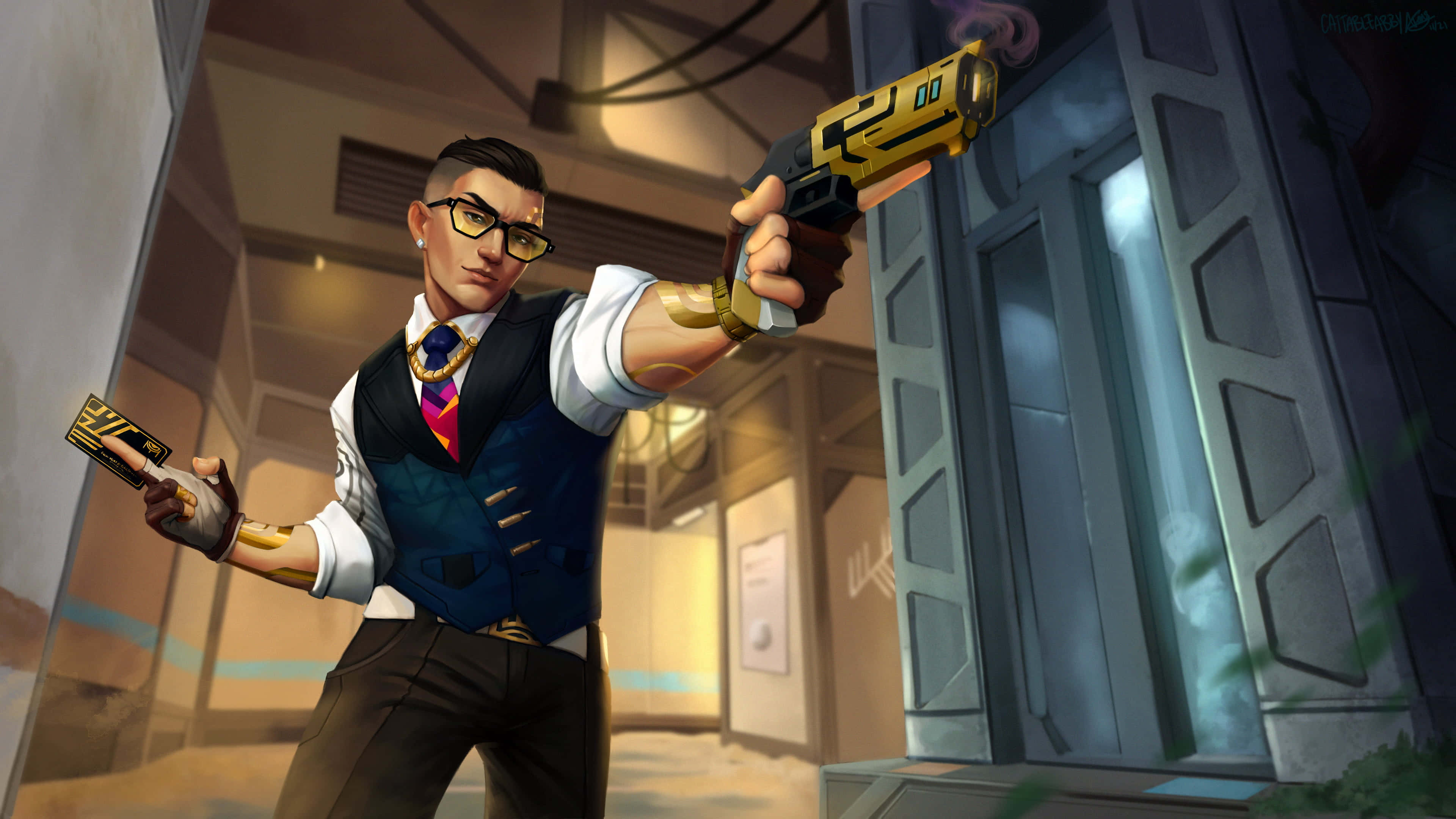Chamber, Valorant, golden pistol, 4K Desktop Wallpaper