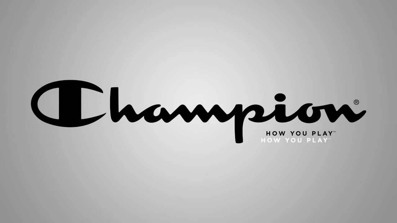Champion Logo, black, soft gray gradient background, HD Desktop Wallpaper