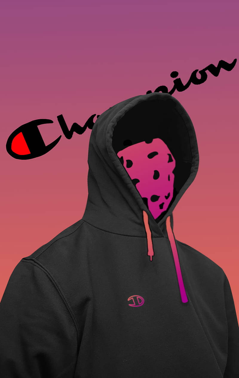 Champion, black Champion hoodie, pink leopard-print face mask, SD Phone Wallpaper