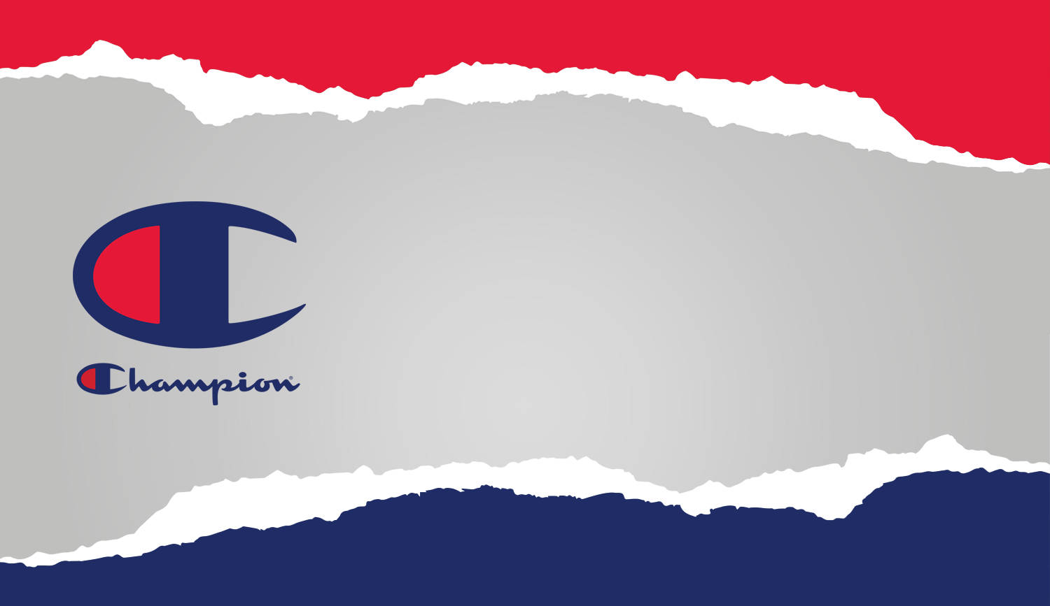 Champion logo, red gray and blue stripes, torn paper, HD Desktop Wallpaper