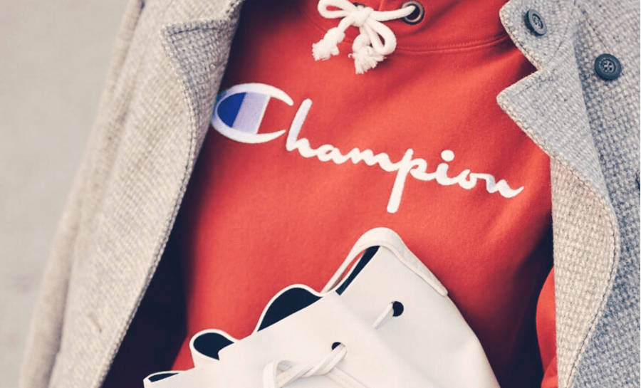 Champion, red Champion hoodie, gray textured coat, SD Desktop Wallpaper