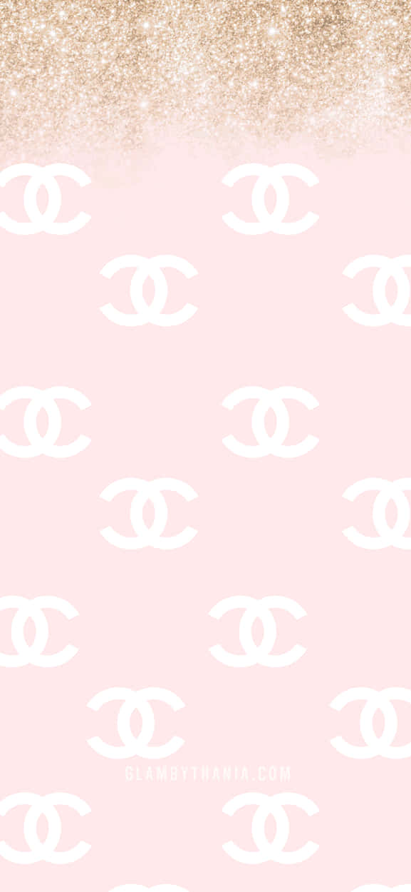 Chanel, pink wallpaper, repeating white Chanel logos, SD Phone Wallpaper