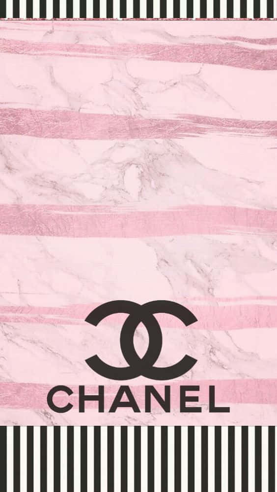 Chanel, Pink marble, black Chanel logo, SD Phone Wallpaper