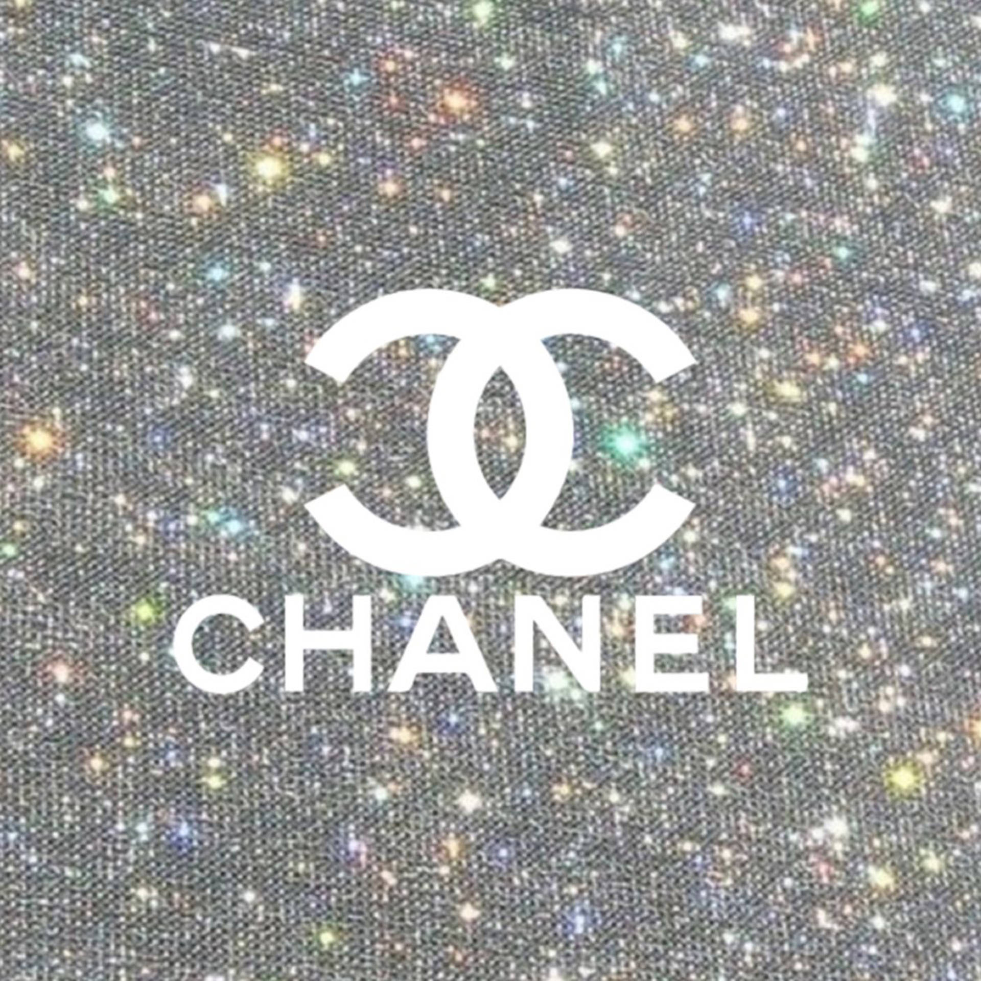 Silver Chanel Logo, white Chanel logo, glittery silver fabric background, Full HD Desktop Wallpaper