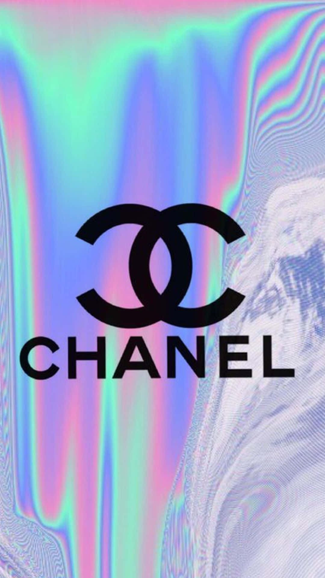 Chanel, black Chanel logo, vibrant iridescent background, Full HD Phone Wallpaper
