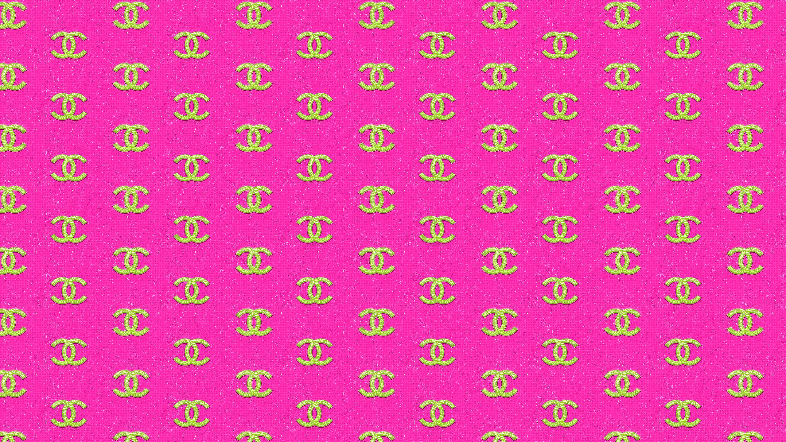 Chanel Logo, pink, yellow, 2K Desktop Wallpaper