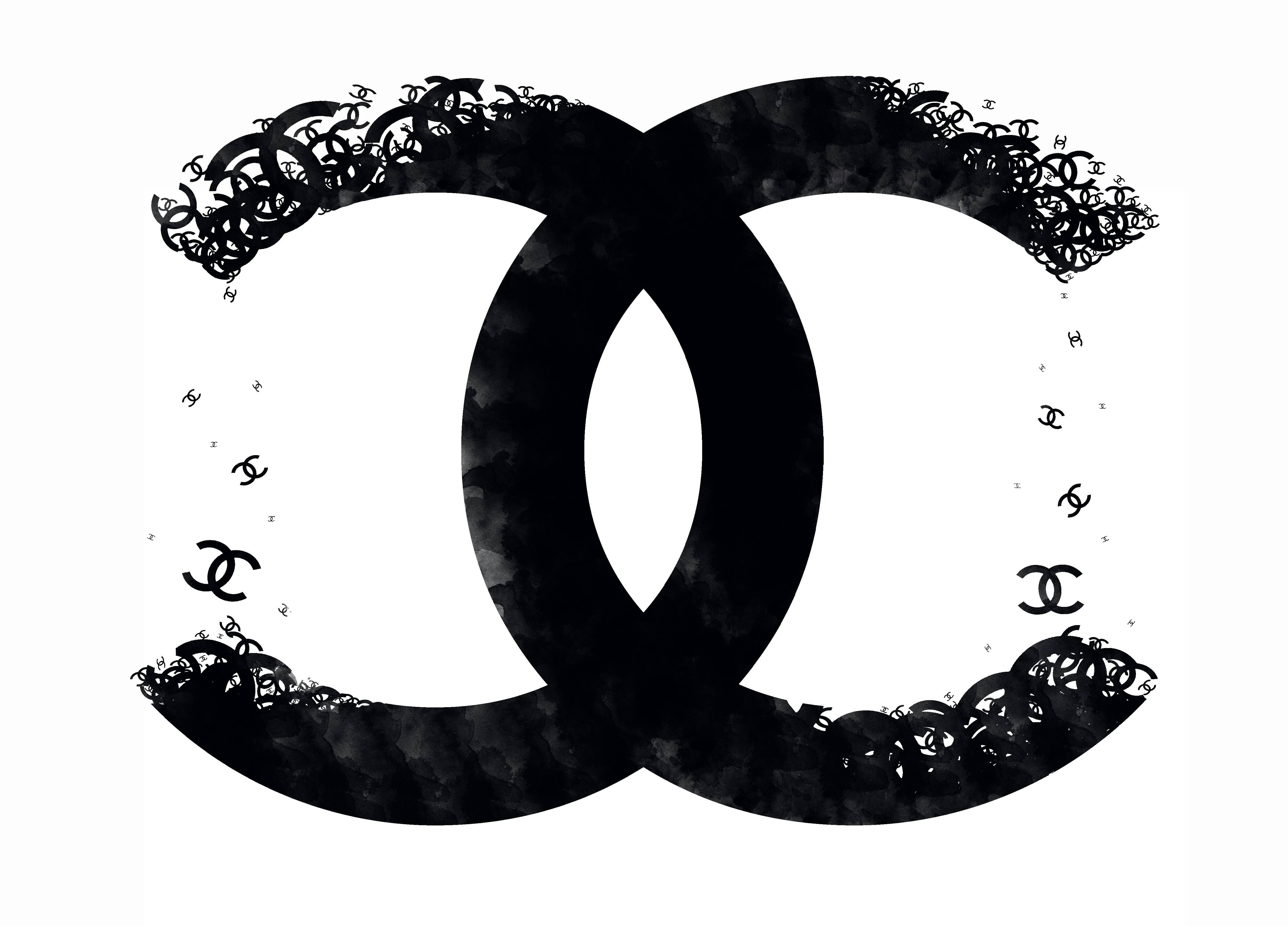 Chanel Logo, black, watercolor texture, 5K Desktop Wallpaper