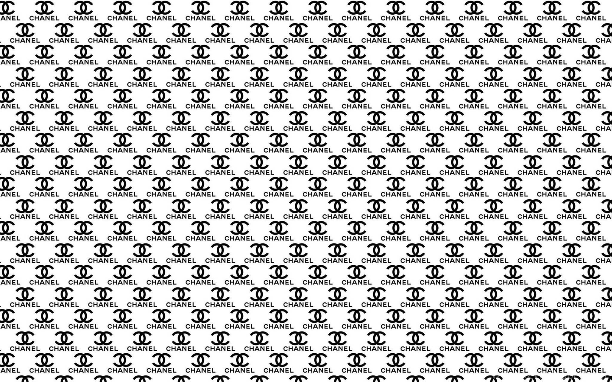 Chanel Logo, black, white background, Full HD Desktop Wallpaper