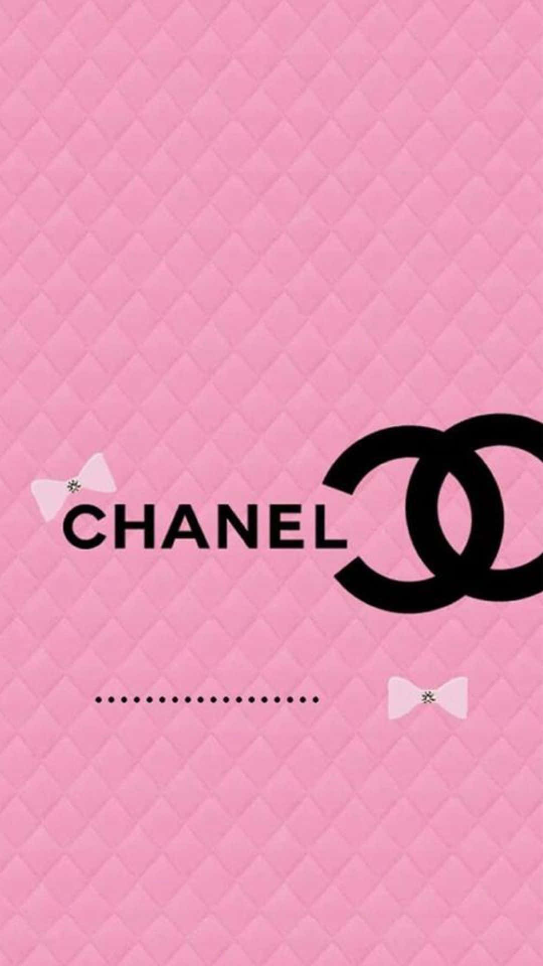 Chanel logo, pink quilted background, black Chanel logo, Full HD Phone Wallpaper