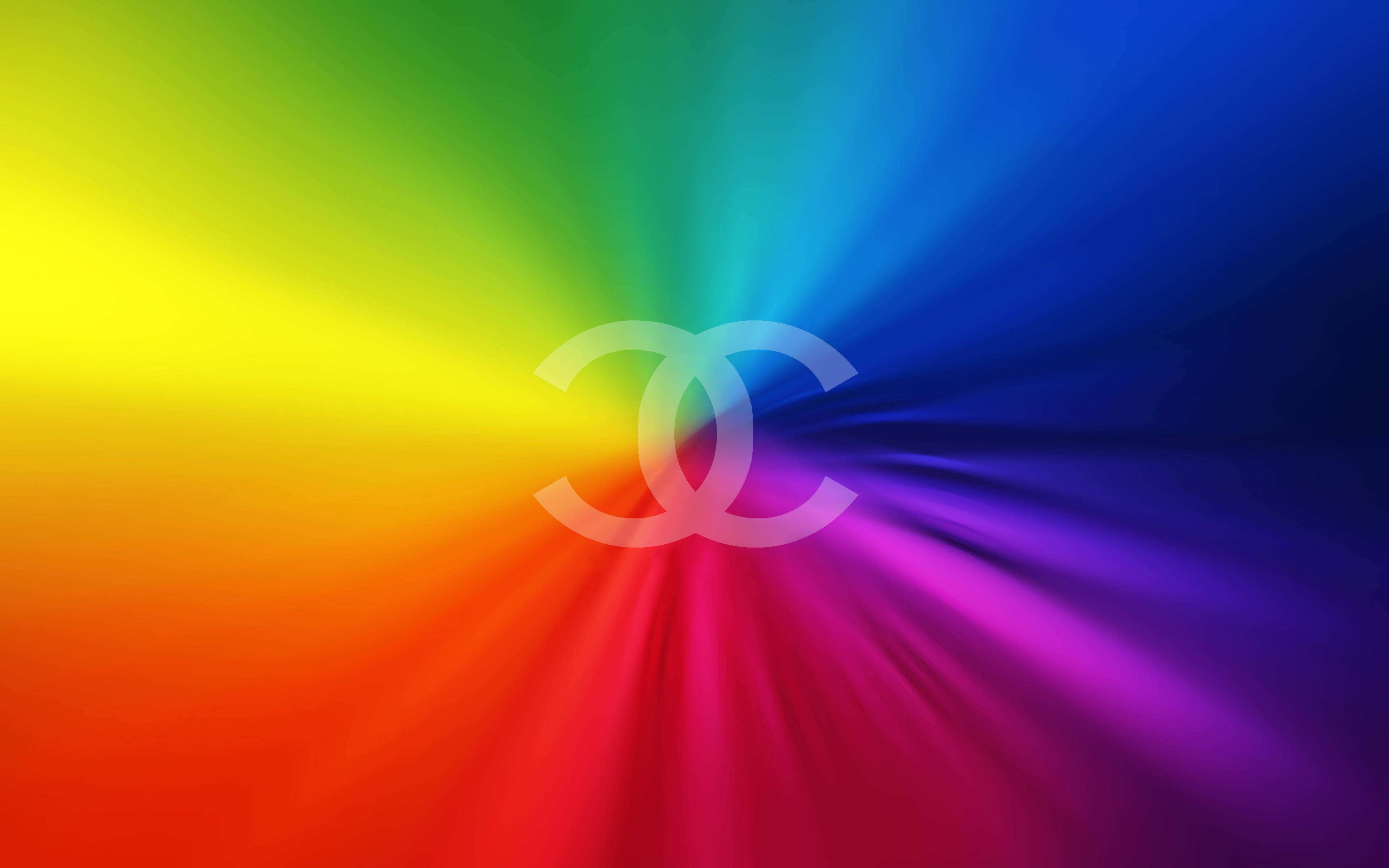 Chanel logo, rainbow, vibrant rainbow rays, 4K Desktop Wallpaper