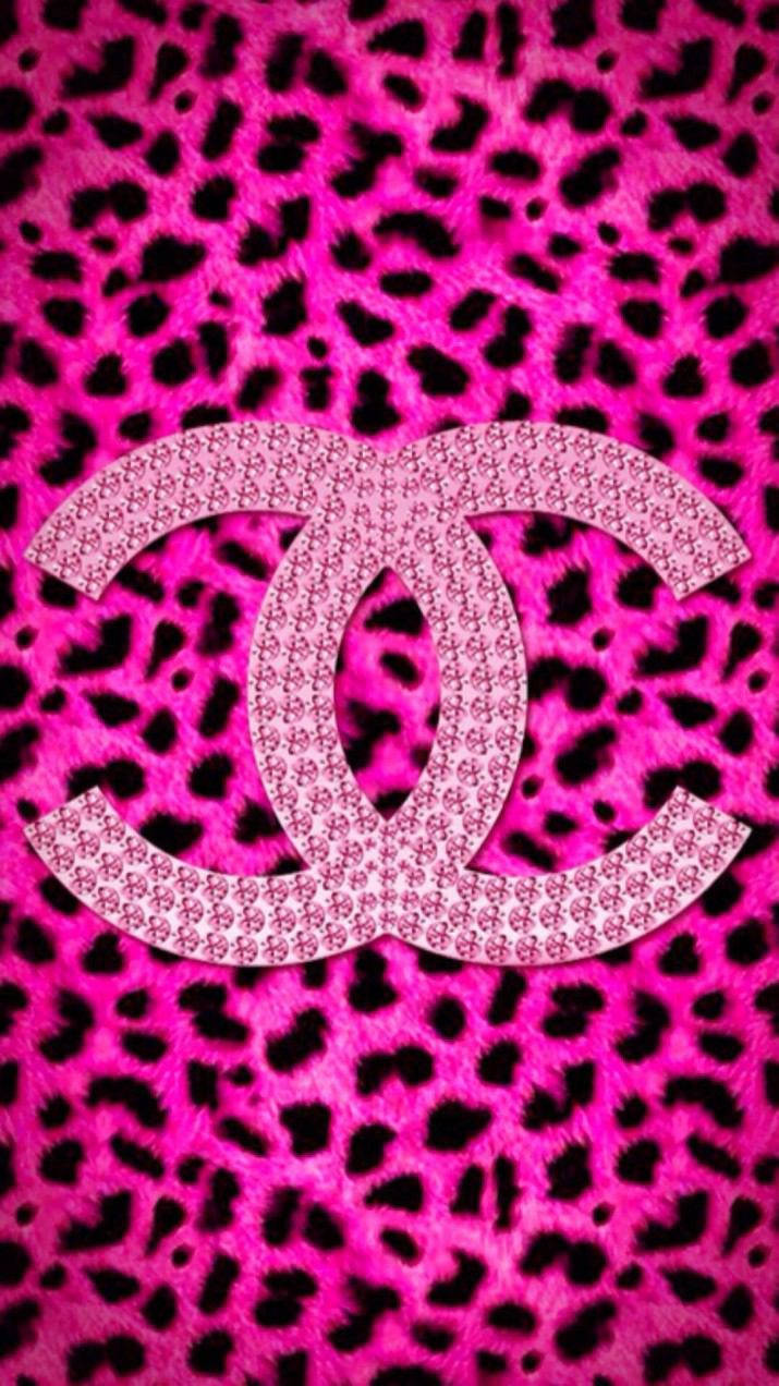 Chanel Logo, pink, leopard print, SD Phone Wallpaper