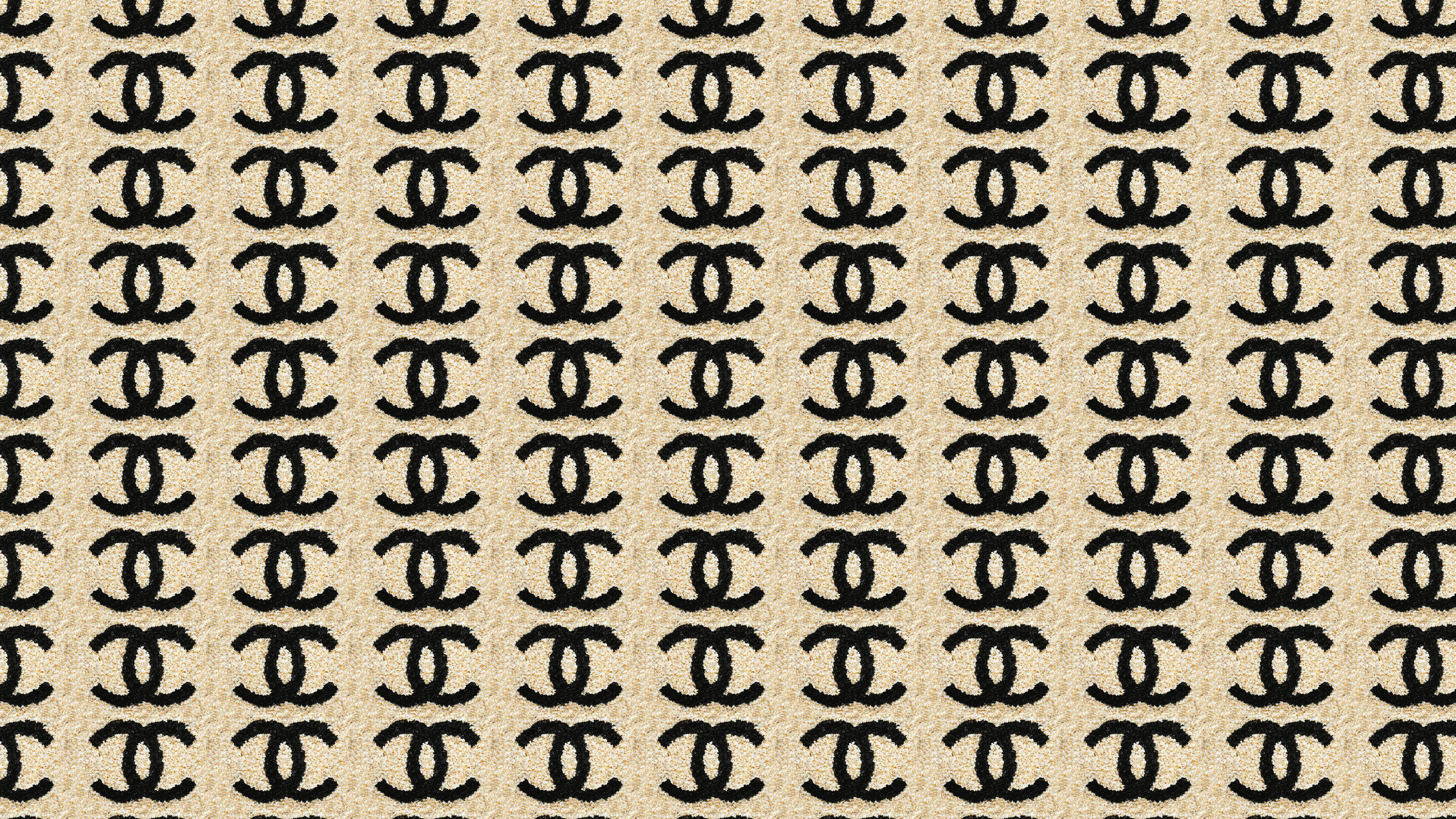 Chanel Logo, black, textured beige fabric, 2K Desktop Wallpaper
