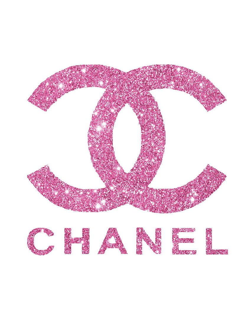 pink Chanel logo, glitter, interlocking CCs, SD Phone Wallpaper