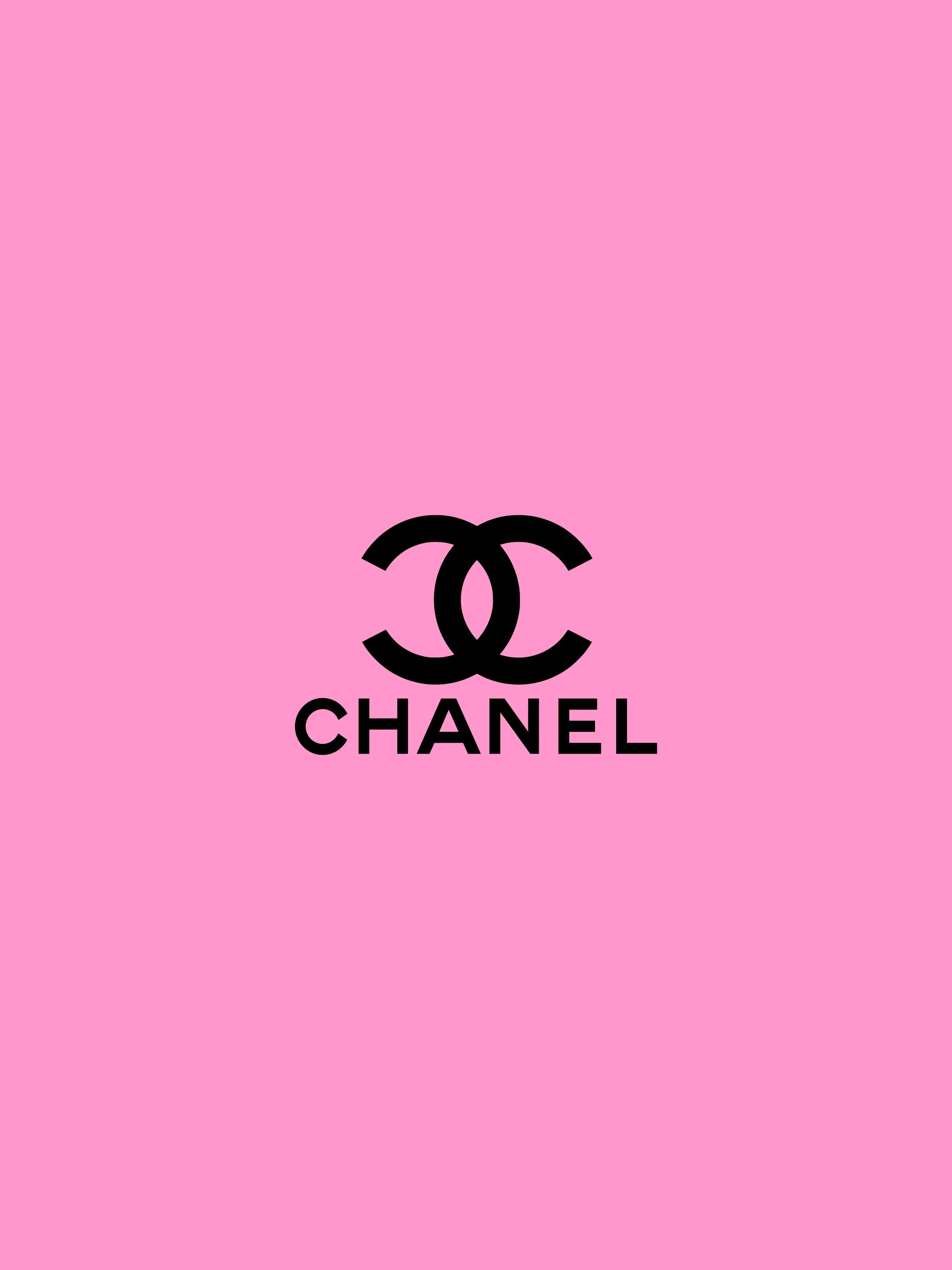 Chanel Logo, pink background, black logo, 4K Phone Wallpaper