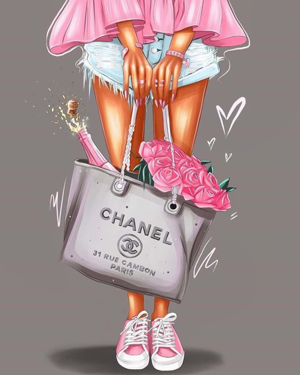 Chanel, Girly Bag, pink outfit, SD Phone Wallpaper