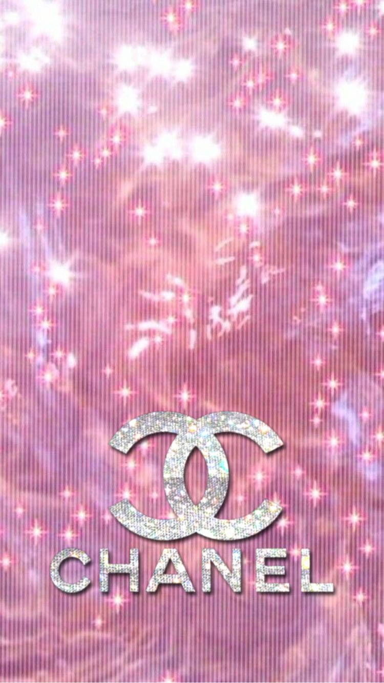 Pink Chanel Logo, Shimmering Silk Fabric, Glittering Pink Background, HD Phone Wallpaper