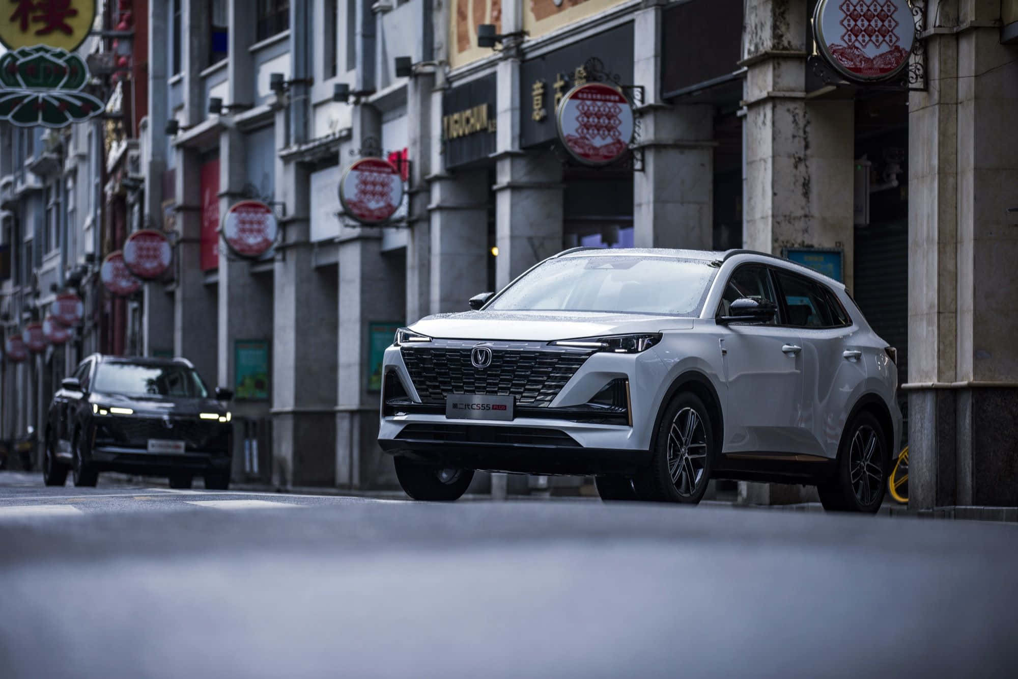 Changan Cs55, white, urban street, Full HD Desktop Wallpaper