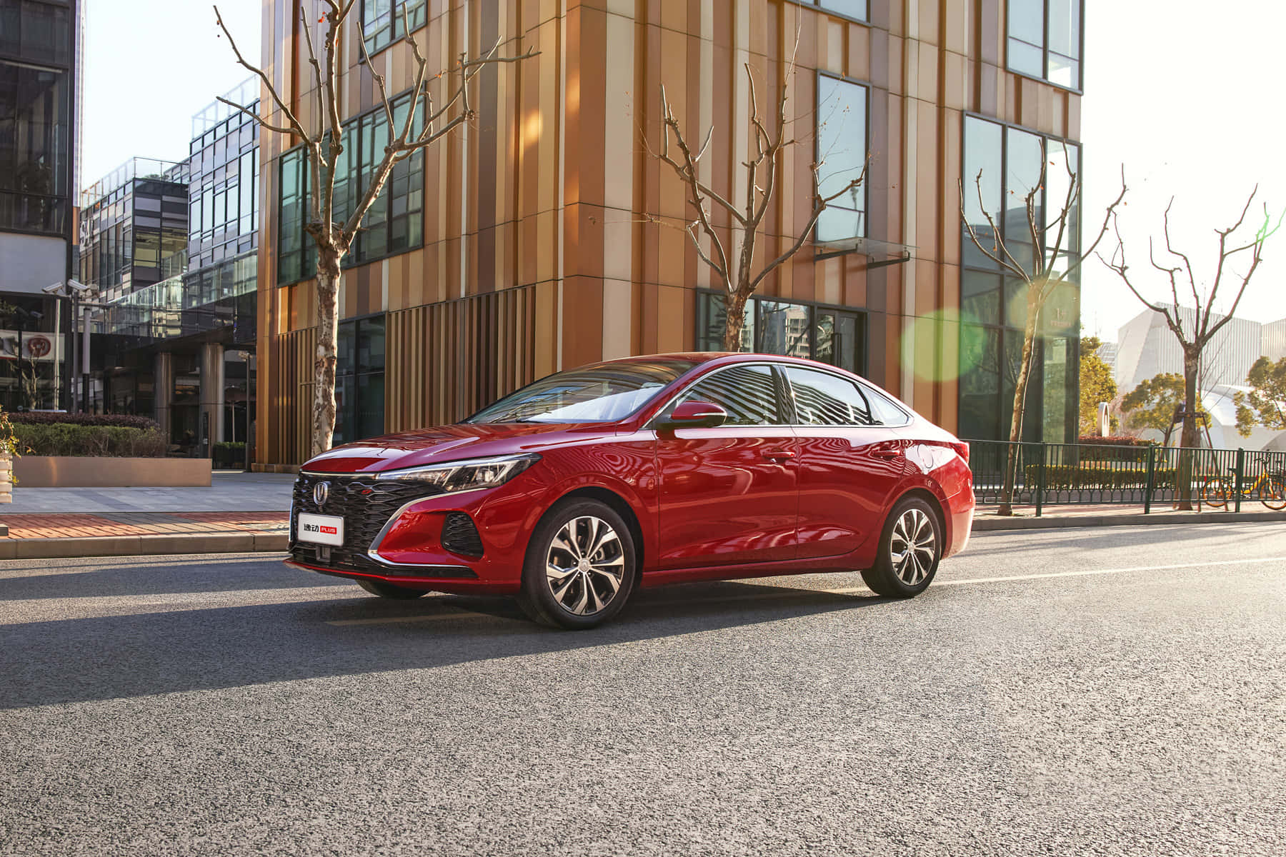 Red Changan Eado, urban setting, city street, HD Desktop Wallpaper