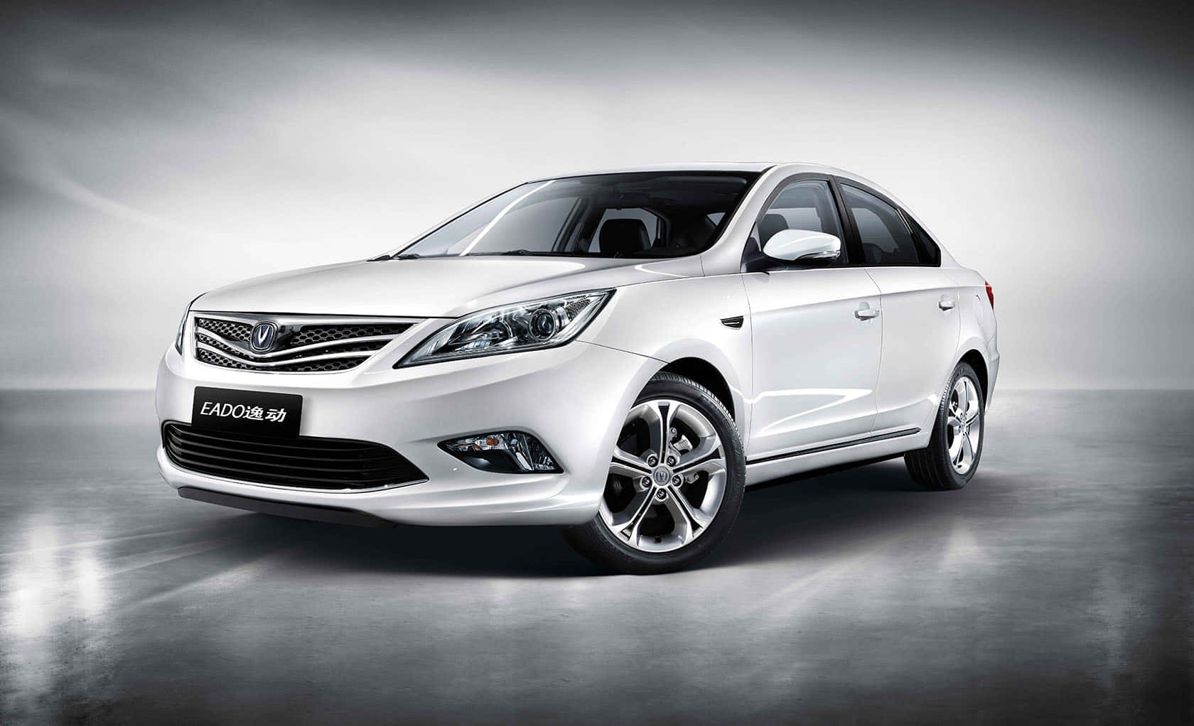 Changan Eado, sleek white sedan, chrome accents, HD Desktop Wallpaper