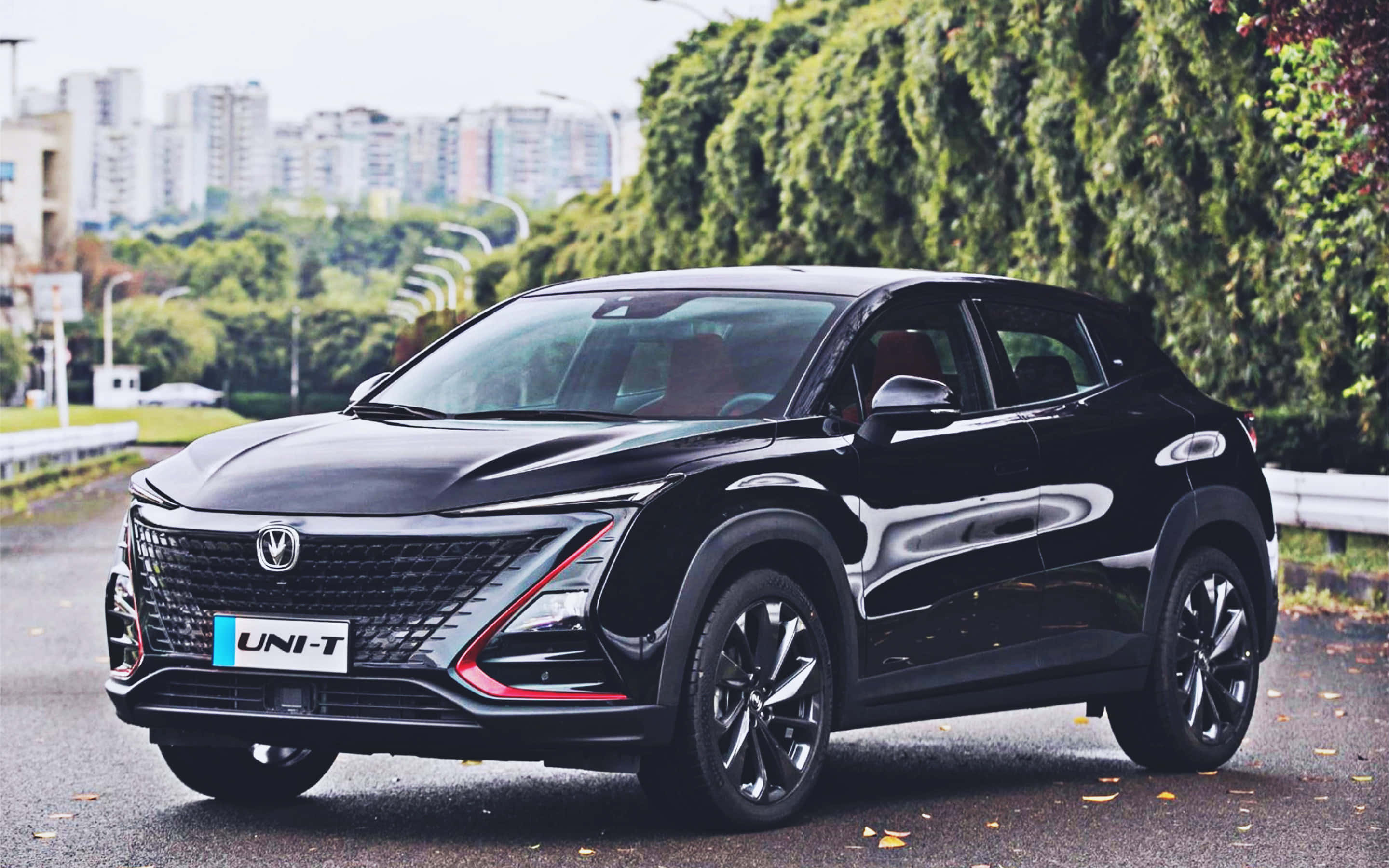 Changan Uni-T, black, wet road, 2K Desktop Wallpaper