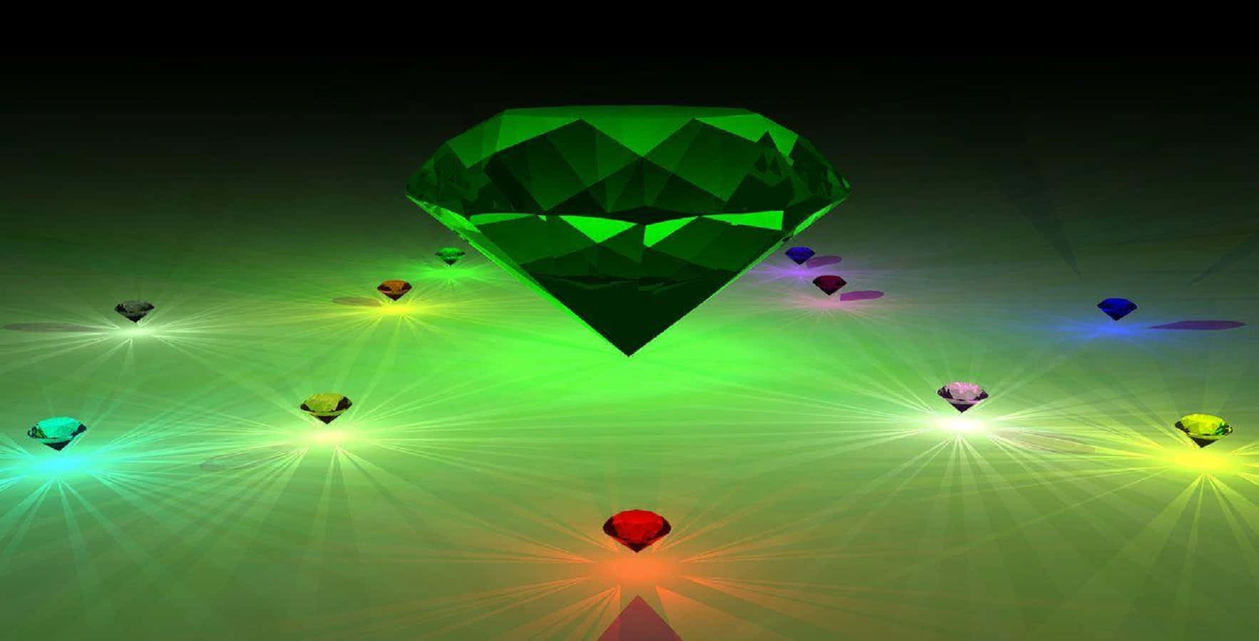 Chaos Emeralds, radiant green diamond, glowing green surface, HD Desktop Wallpaper