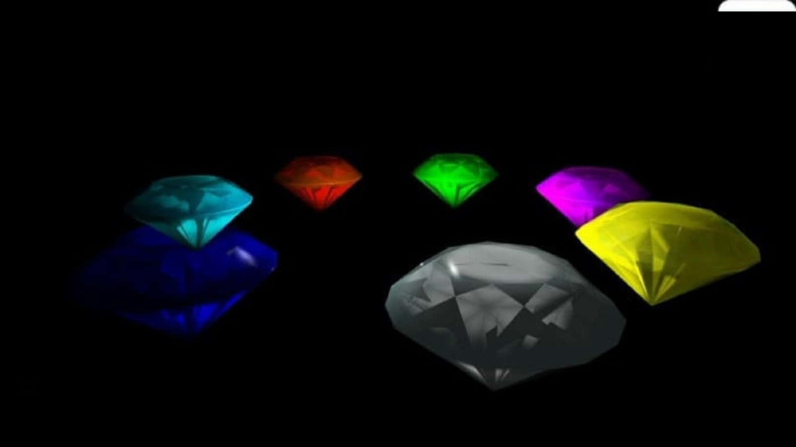 Chaos Emeralds, glowing colorful gemstones, gray diamond, HD Desktop Wallpaper