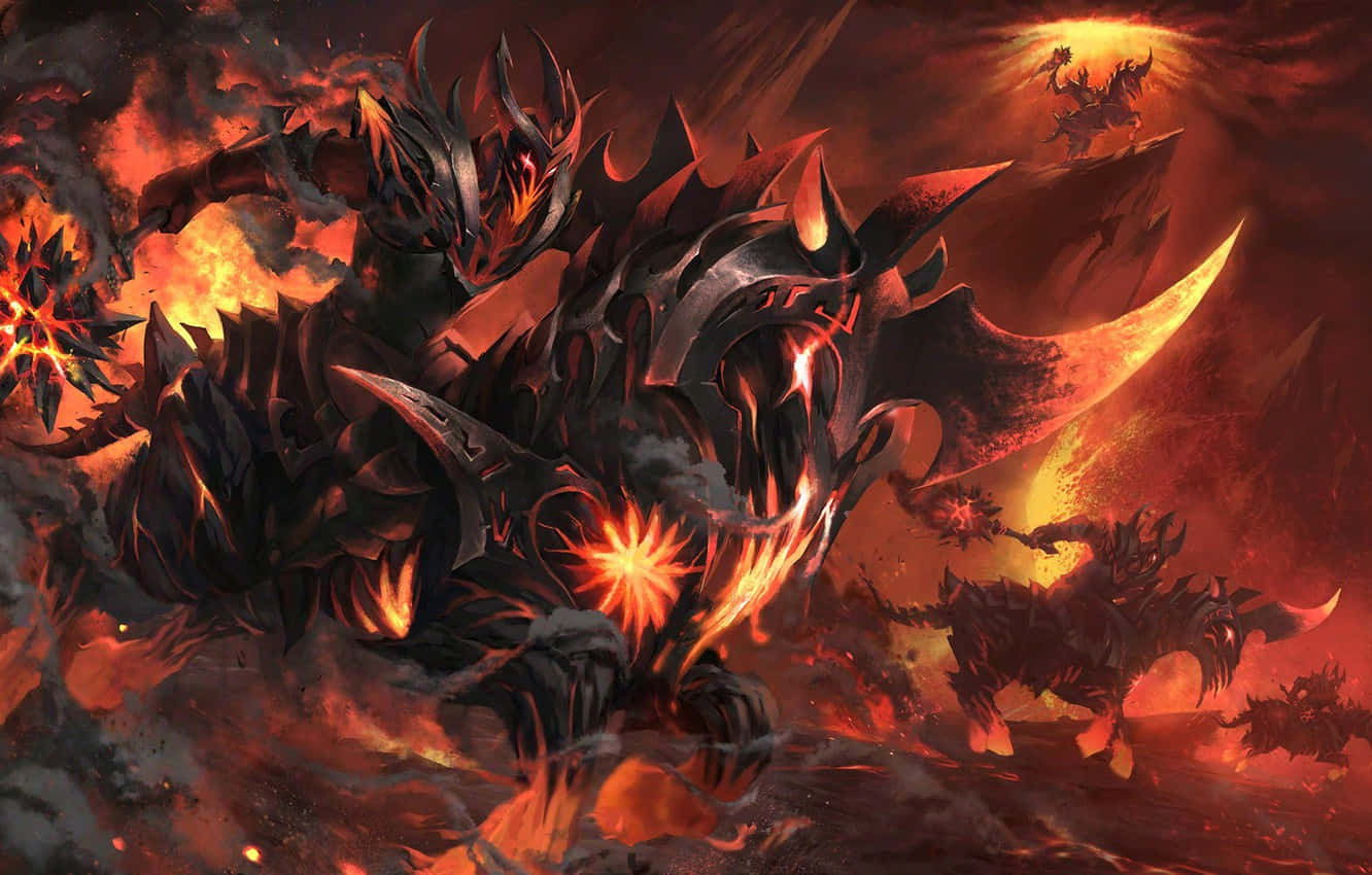 Chaotic, demonic dragon, glowing orange eyes, HD Desktop Wallpaper