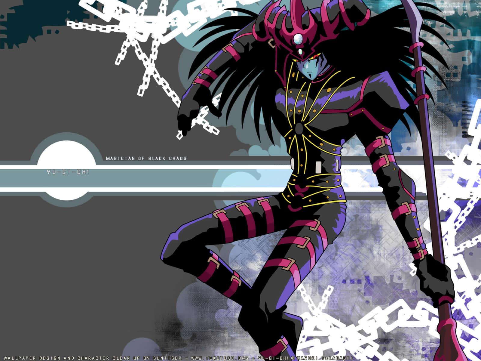 Chaotic, black and purple armor, glowing yellow accents, HD Desktop Wallpaper