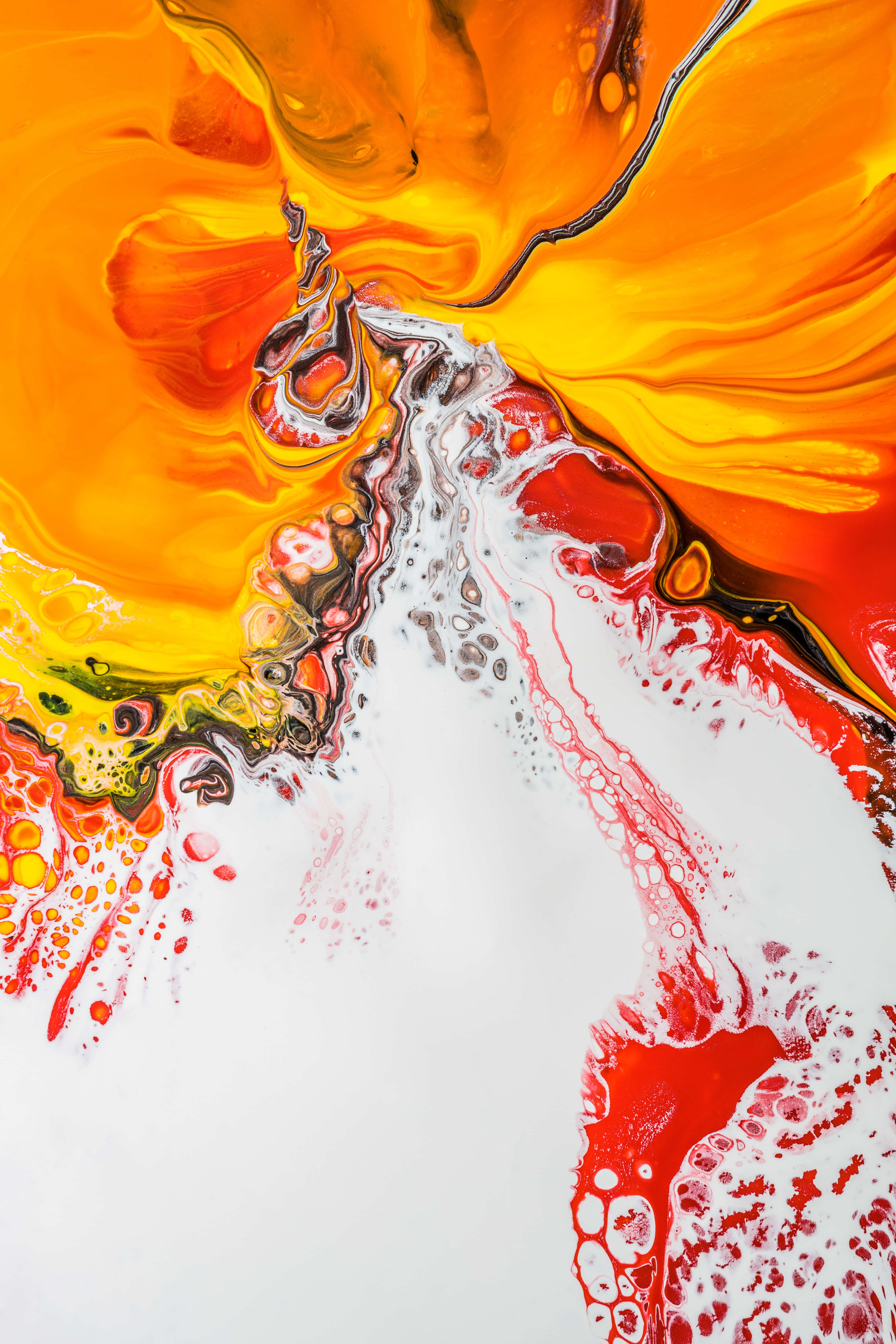 chaotic, orange, yellow, 5K Phone Wallpaper