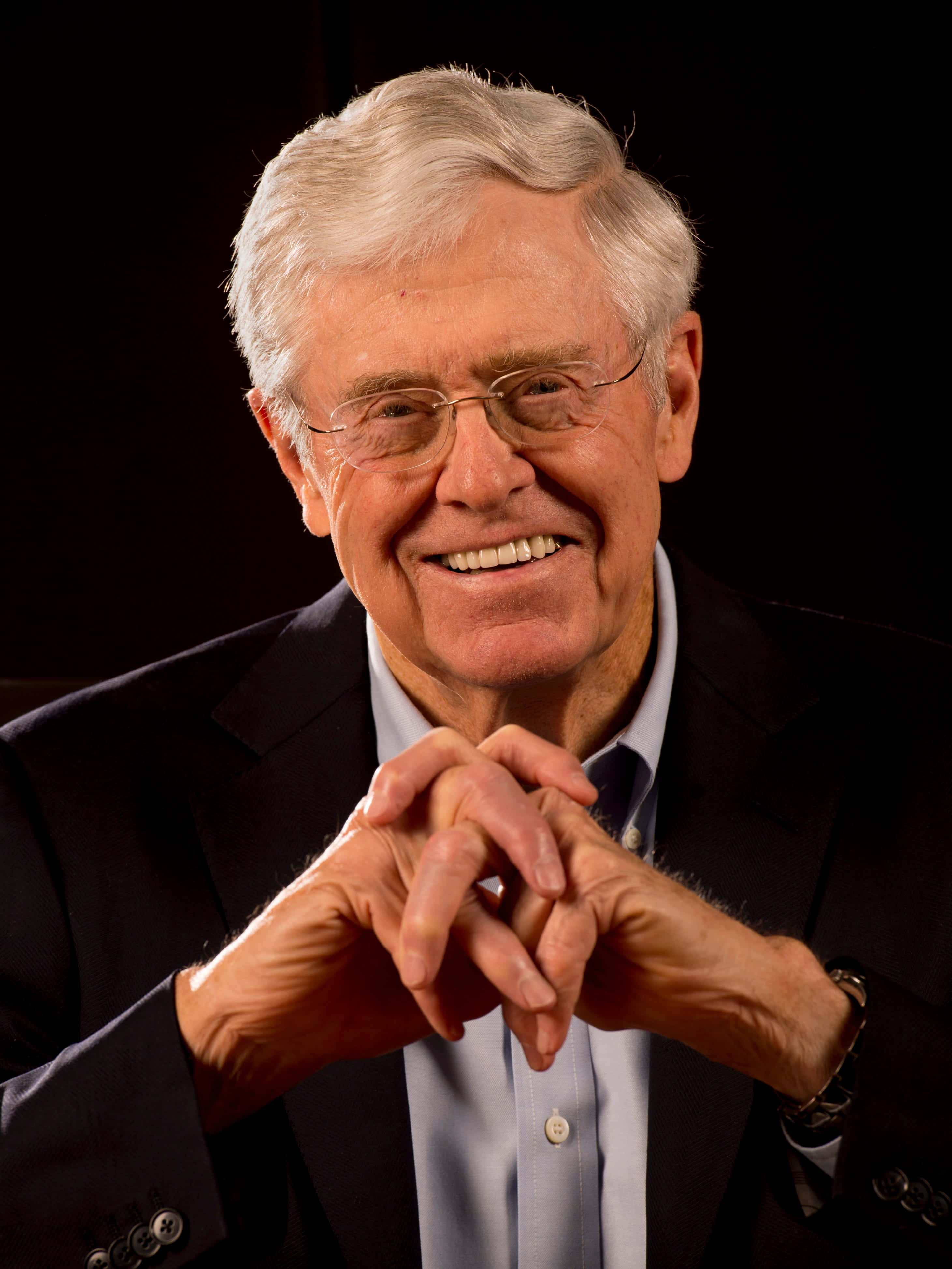 Charles G. Koch, white hair, glasses, 4K Phone Wallpaper