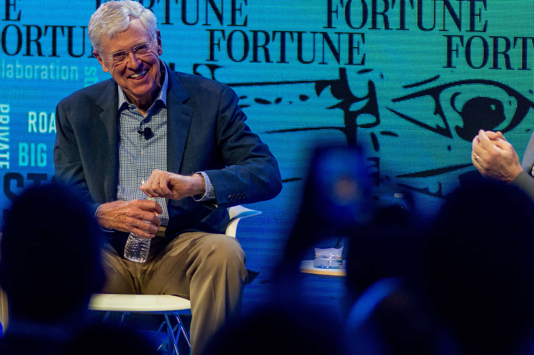 Charles G. Koch, Fortune event, blue screen backdrop, Full HD Desktop Wallpaper
