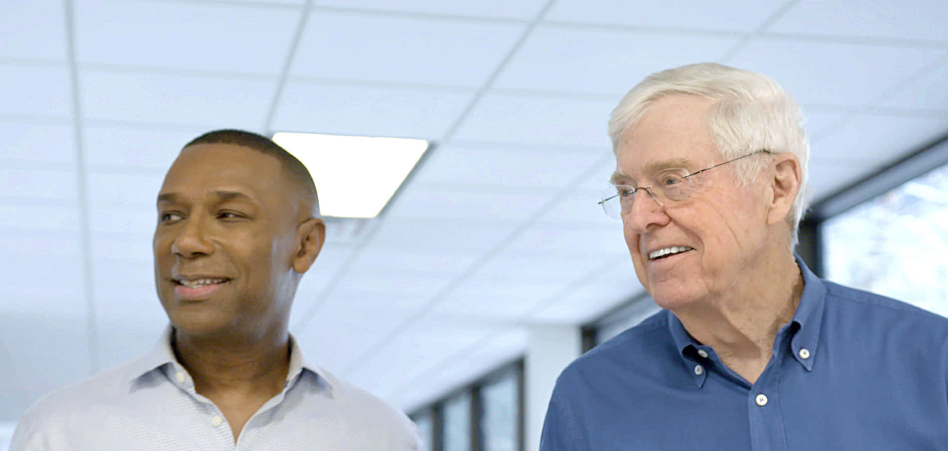 Charles G. Koch, bright office space, warm smile, HD Desktop Wallpaper