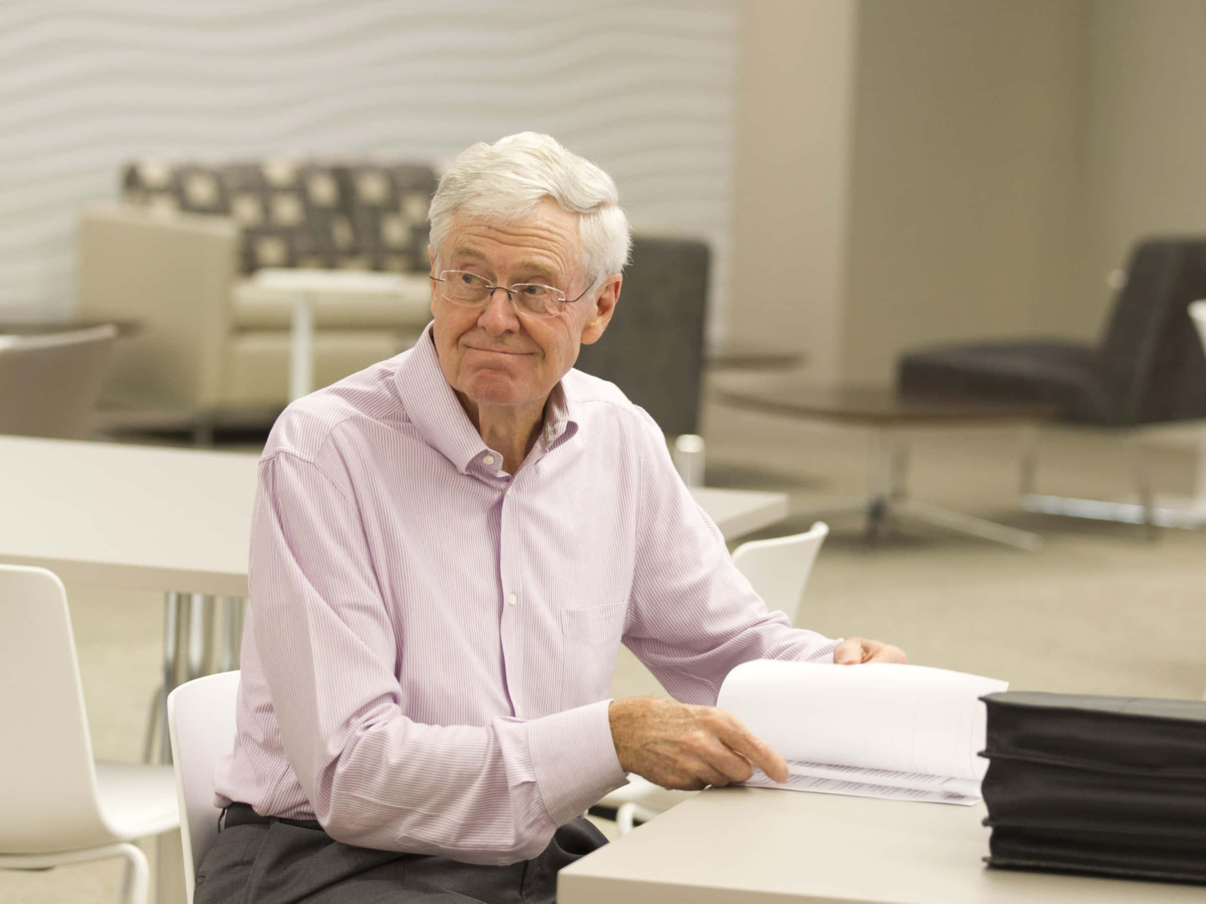 Charles G. Koch, white hair, glasses, Full HD Desktop Wallpaper