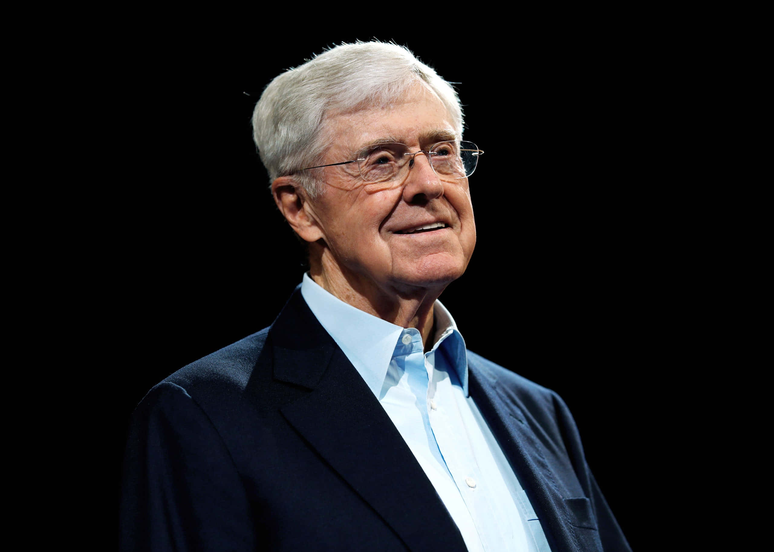 Charles G. Koch, white hair, glasses, 2K Desktop Wallpaper
