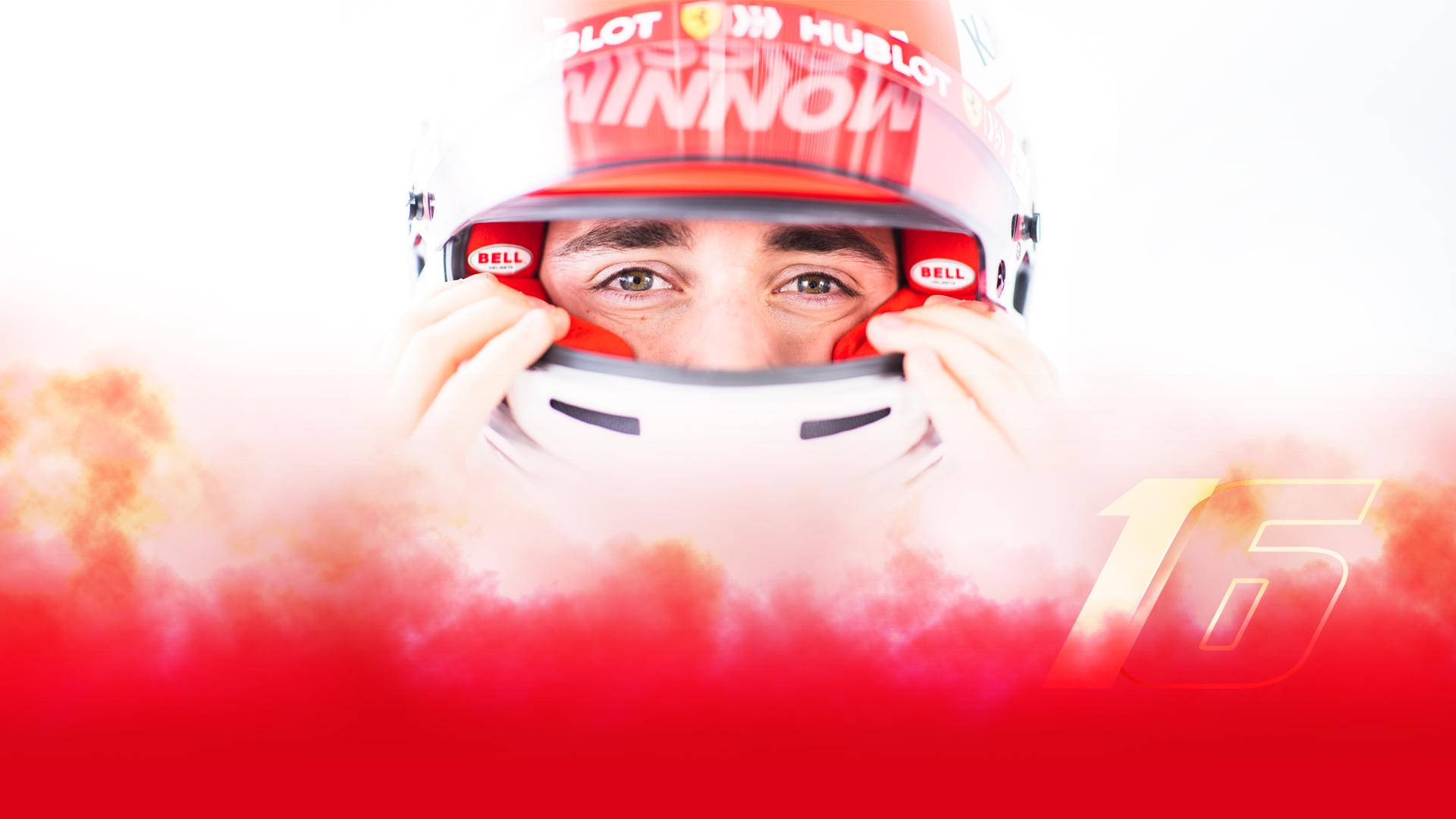 Charles Leclerc, white helmet, red paint, Full HD Desktop Wallpaper