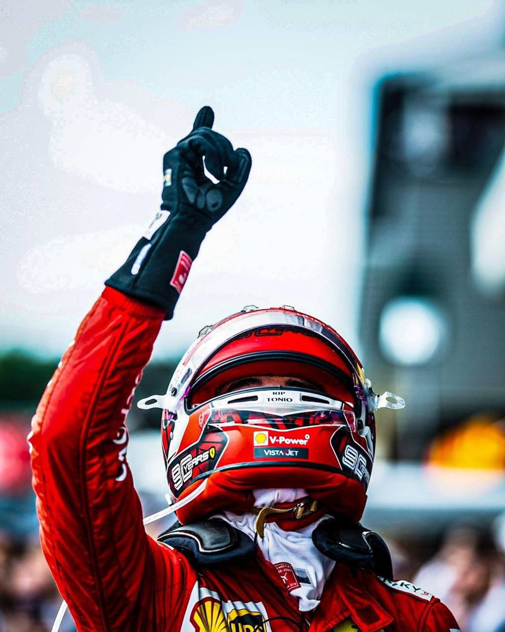 Charles Leclerc, red suit, helmet, HD Phone Wallpaper