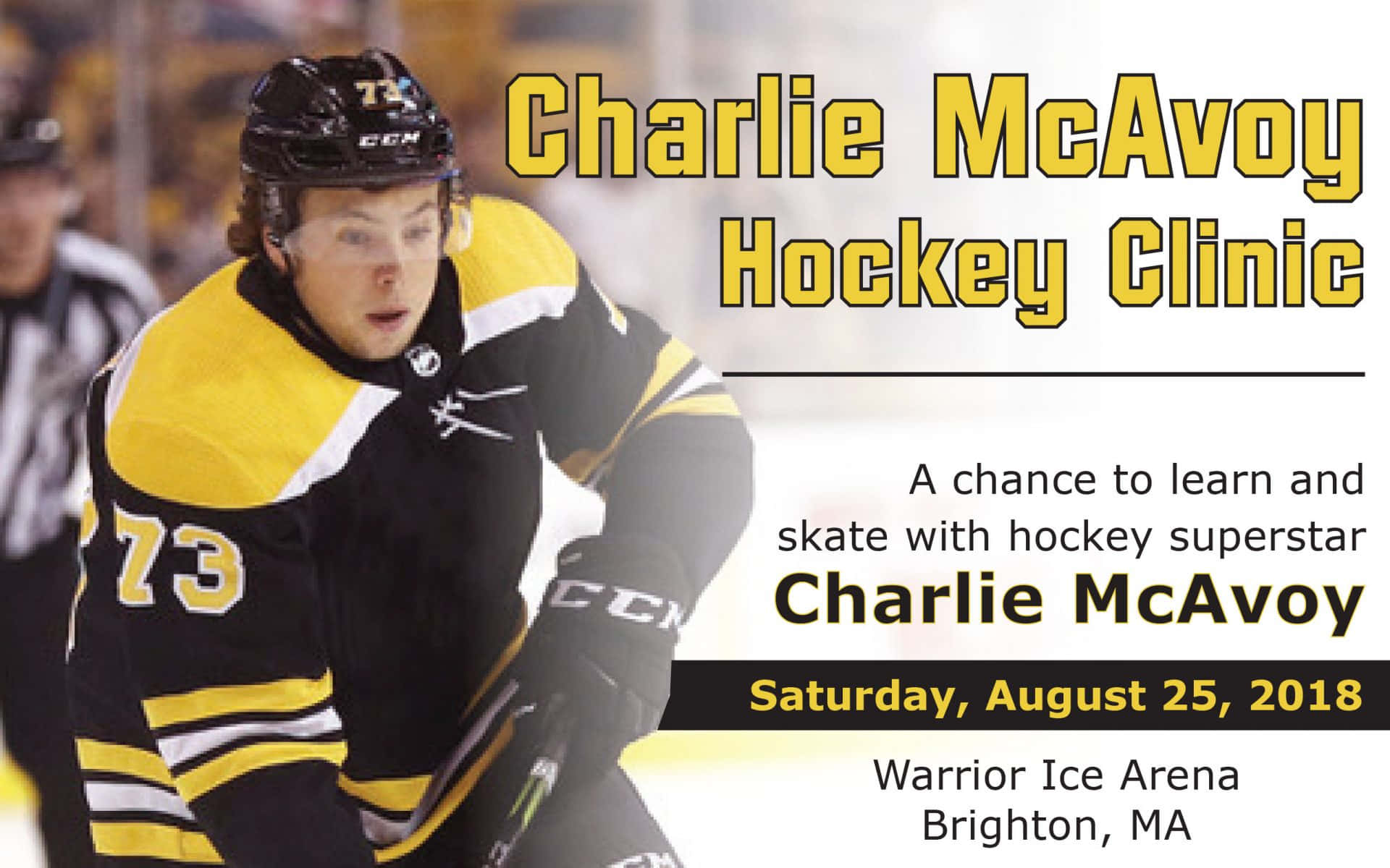 Charles Mcavoy, black and yellow jersey, ice hockey clinic, Full HD Desktop Wallpaper