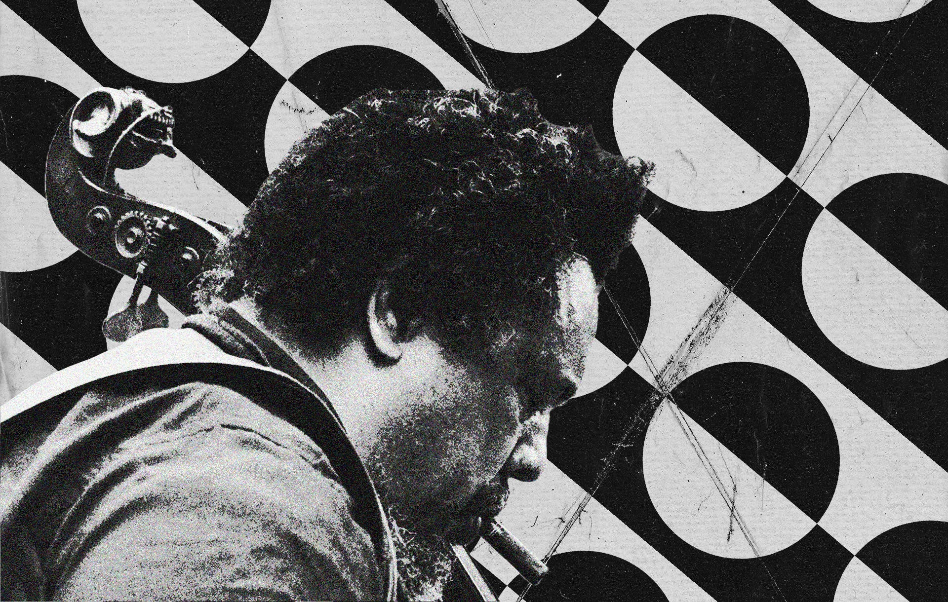Charles Mingus, double bass, black and white portrait, Full HD Desktop Wallpaper