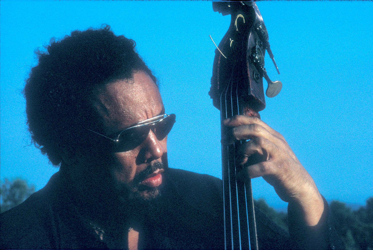 Charles Mingus, double bass, vivid blue sky, HD Desktop Wallpaper